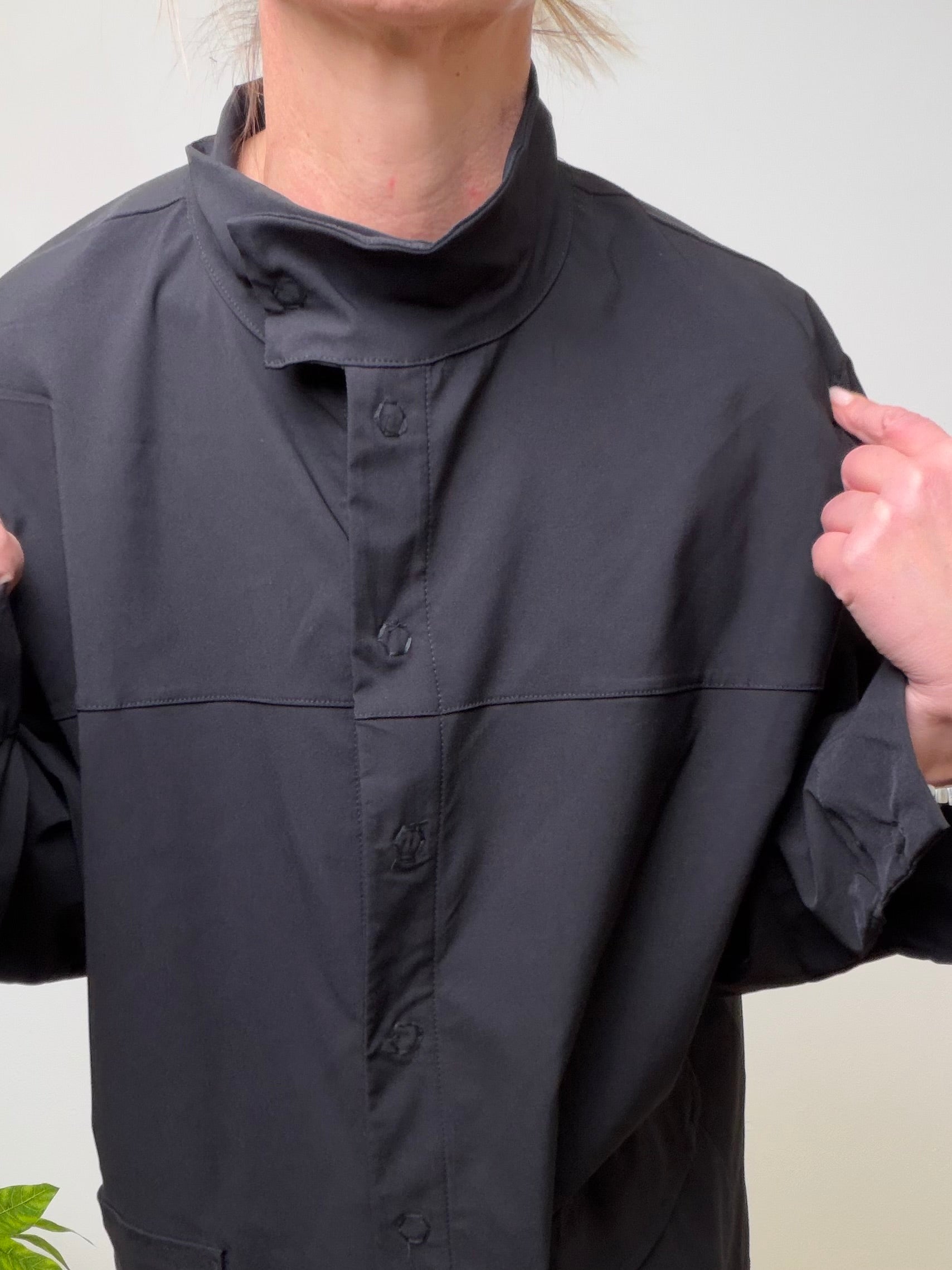 Giacca in bengalina over con collo coreana