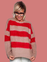 Maglia a righe rosse, beige e marroni Souvenir