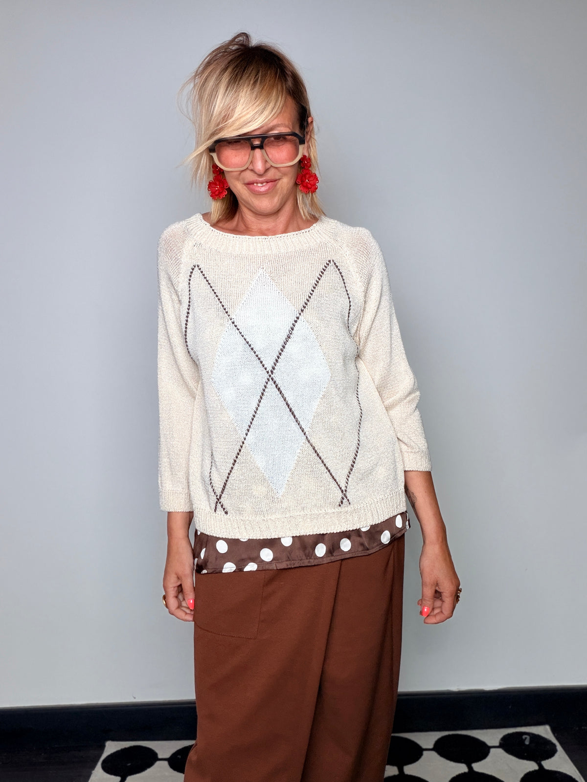 Maglia in Filo con Motivo Argyle