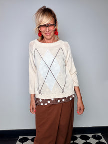 Maglia in Filo con Motivo Argyle