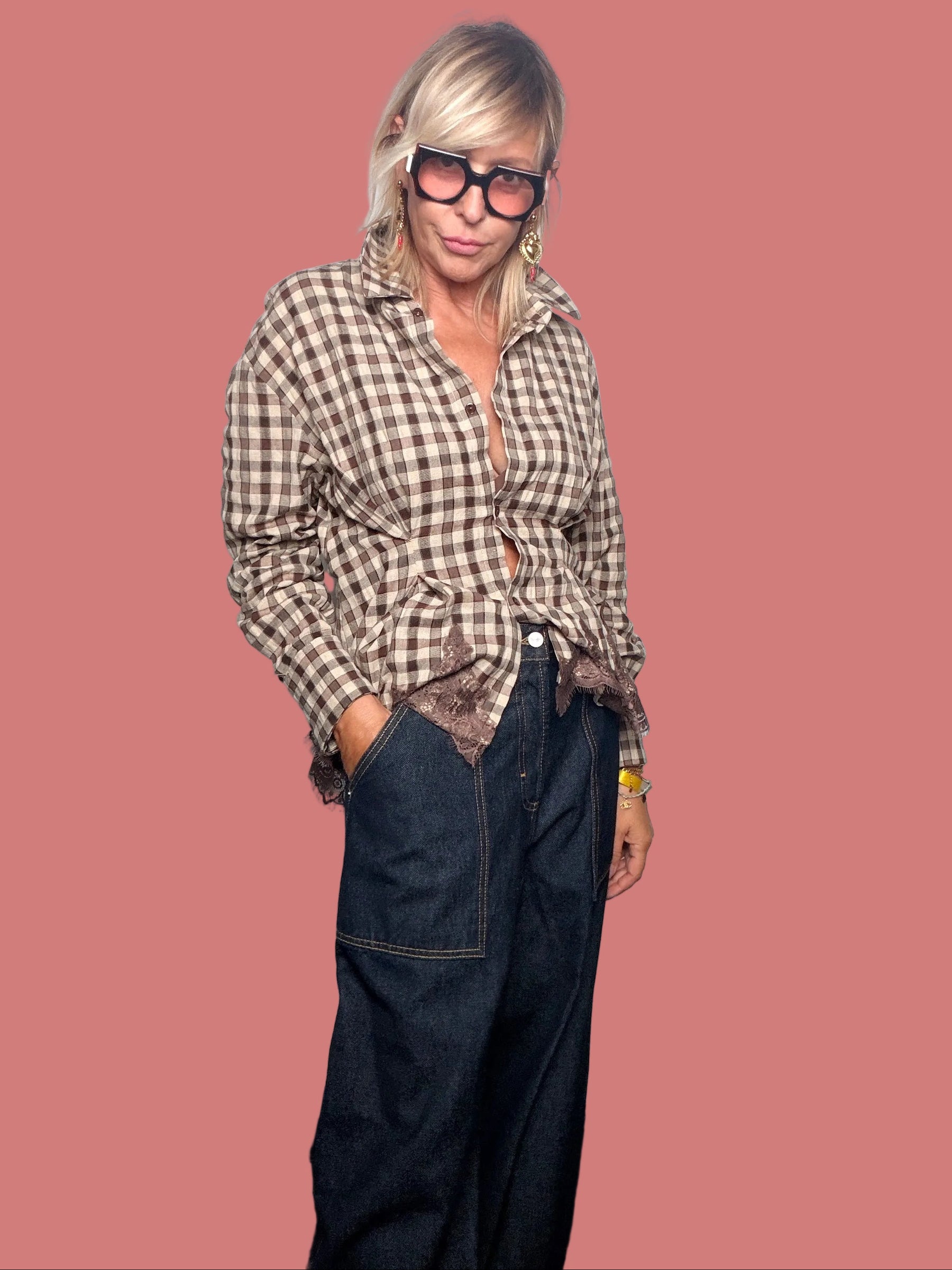 Jeans donna Philia Loft in denim scuro con gamba ampia