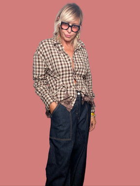Jeans donna Philia Loft in denim scuro con gamba ampia