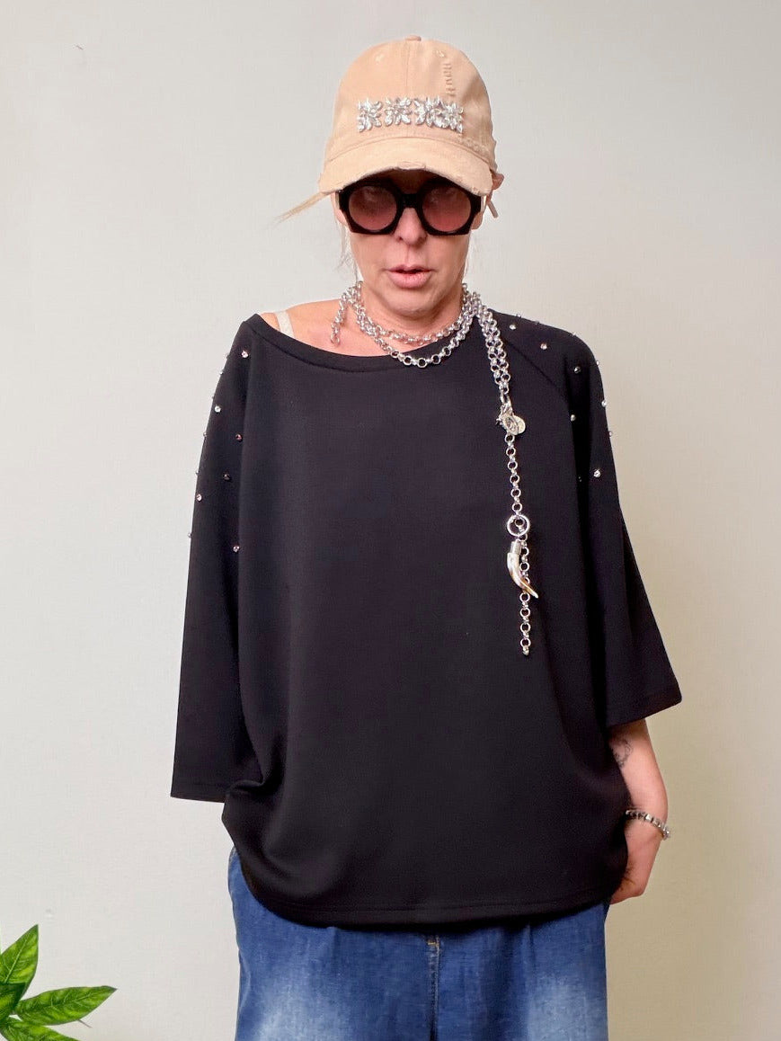 FELPA OVER CON ZIRCONI – MOOD ROCK