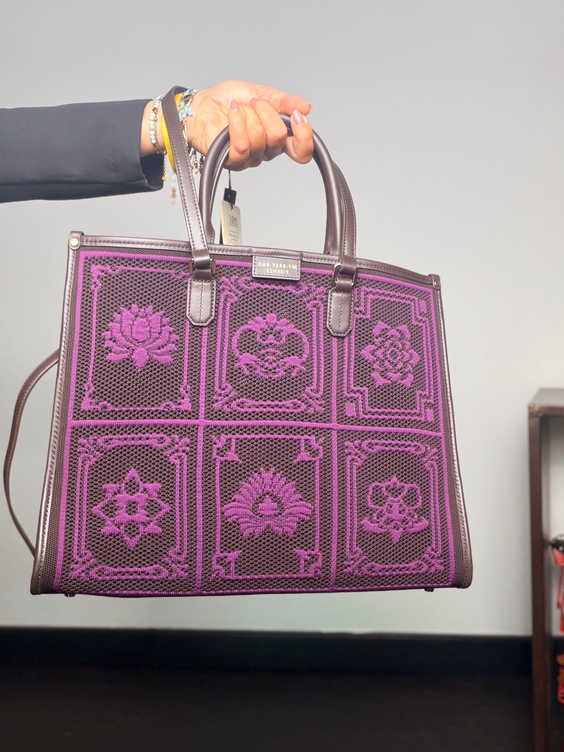 Borsa tote Brown Incenso in tessuto e pelle