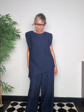 Completo Top Asimmetrico e Pantalone Wide Leg