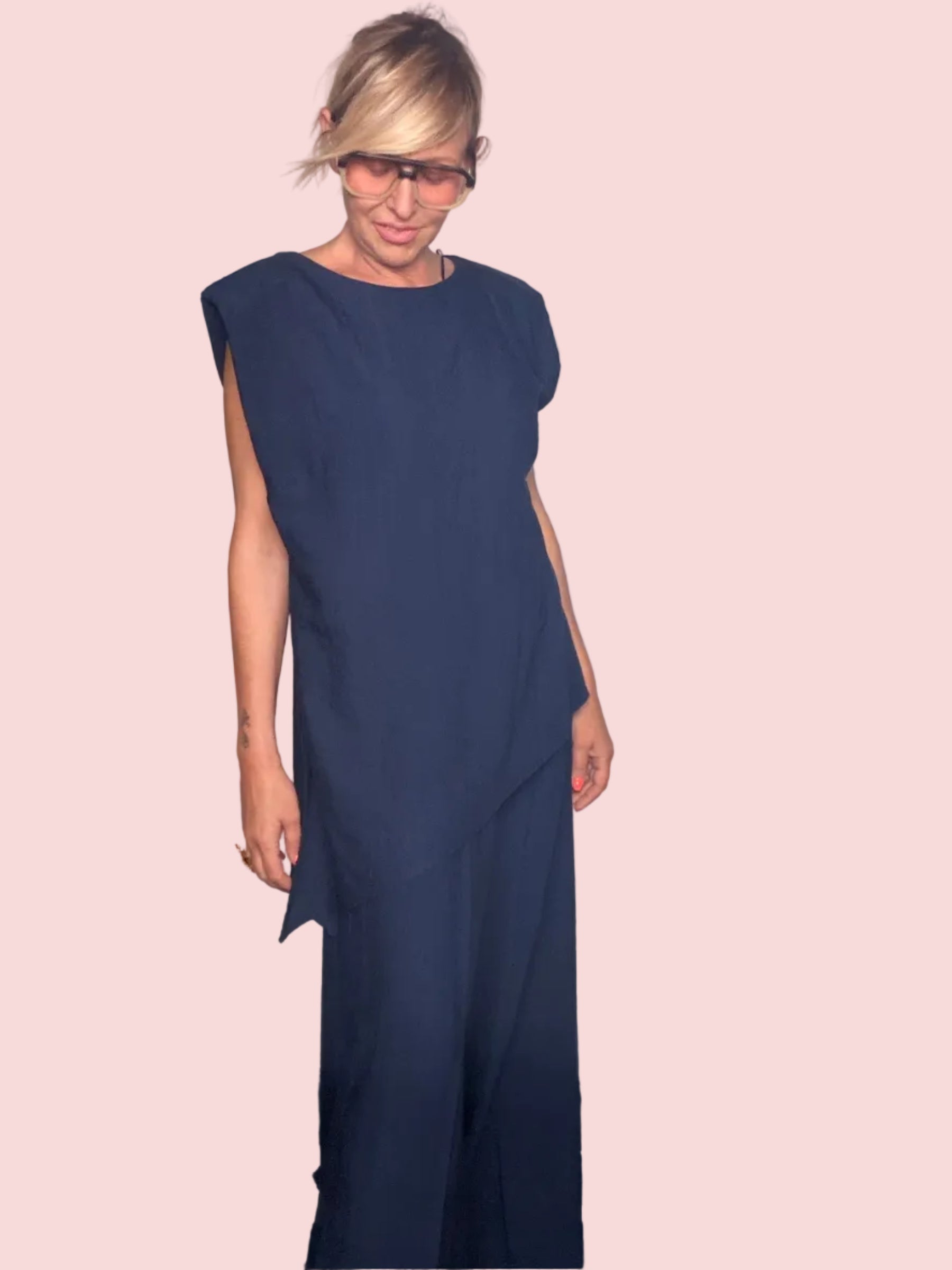 Completo Top Asimmetrico e Pantalone Wide Leg