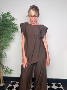 Completo Top Asimmetrico e Pantalone Wide Leg