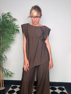 Completo Top Asimmetrico e Pantalone Wide Leg
