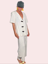 Pantalone a Righe Gessate con Alamari