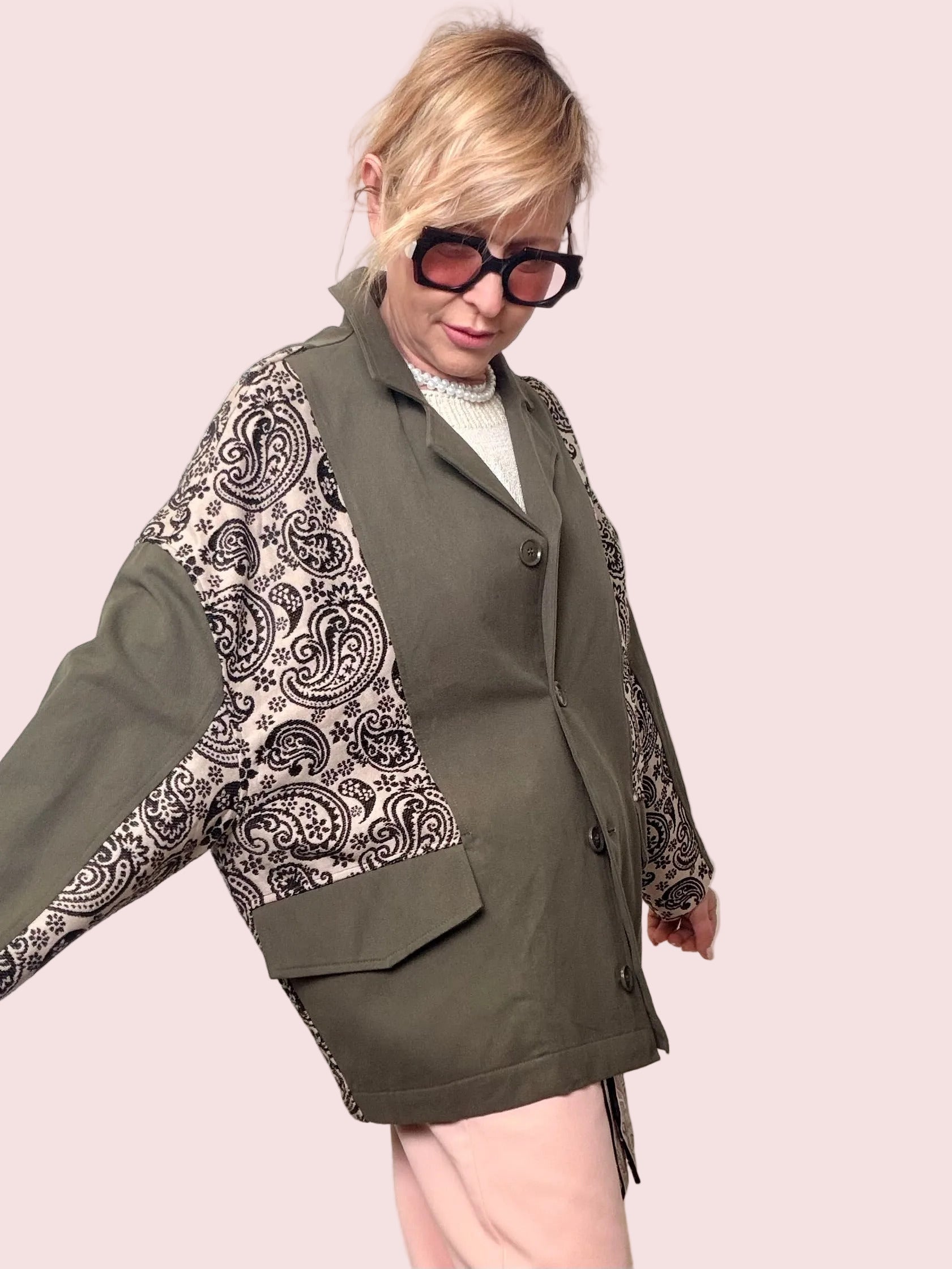 GIACCA MILITARE con Tessuto Jacquard