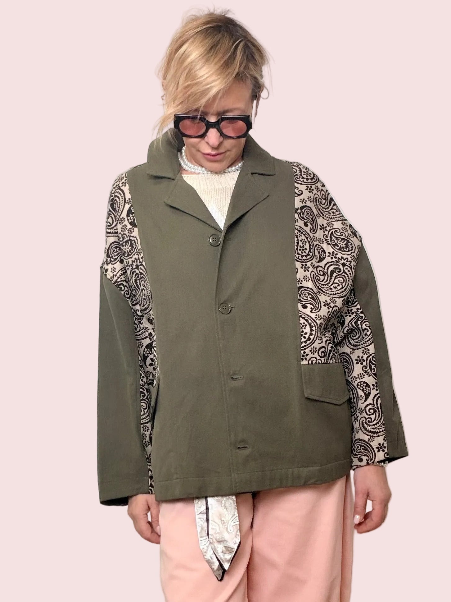 GIACCA MILITARE con Tessuto Jacquard