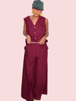 Pantalone Wide Leg con Pince - Fico