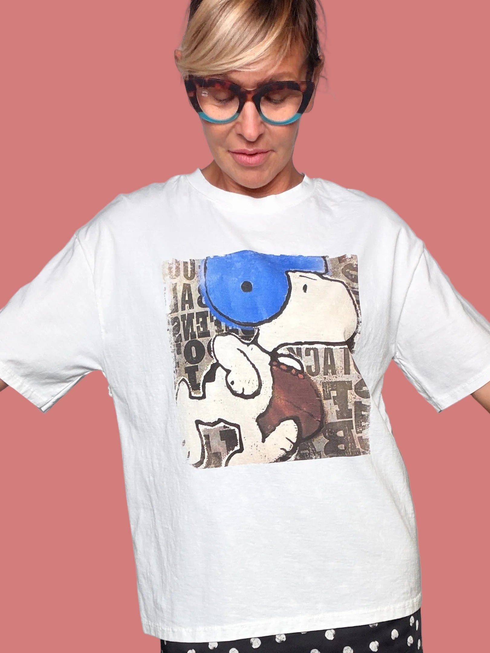 T-shirt bianca Souvenir con stampa grafica e girocollo