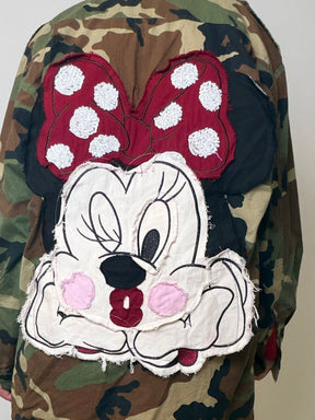 GIACCA  CAMICIA VINTAGE  CAMOUFLAGE CON PATCH IRONICA