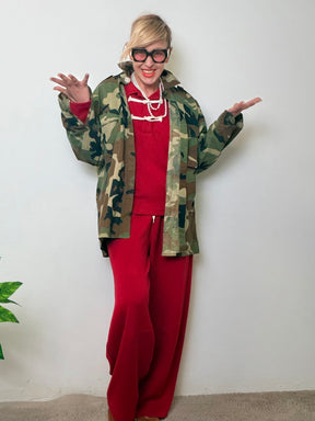 GIACCA  CAMICIA VINTAGE  CAMOUFLAGE CON PATCH IRONICA