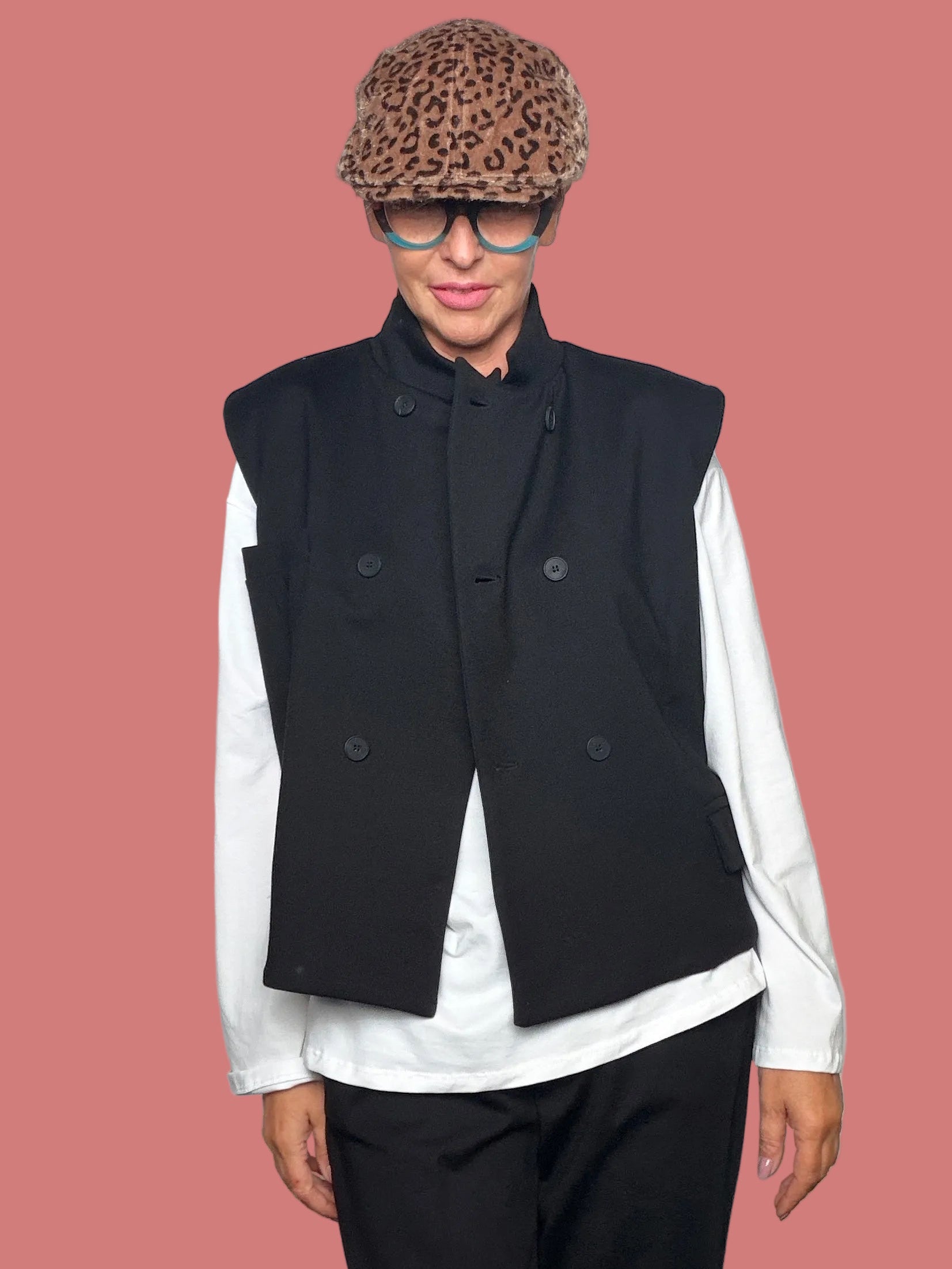 Gilet doppiopetto nero da donna Philia Loft senza maniche
