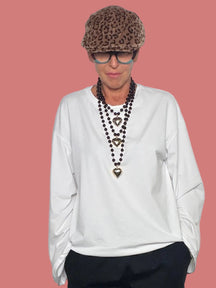 Blusa bianca Philia Loft con girocollo e maniche ampie