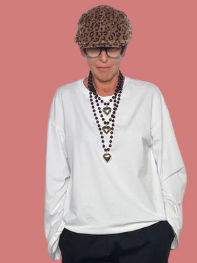 Blusa bianca Philia Loft con girocollo e maniche ampie