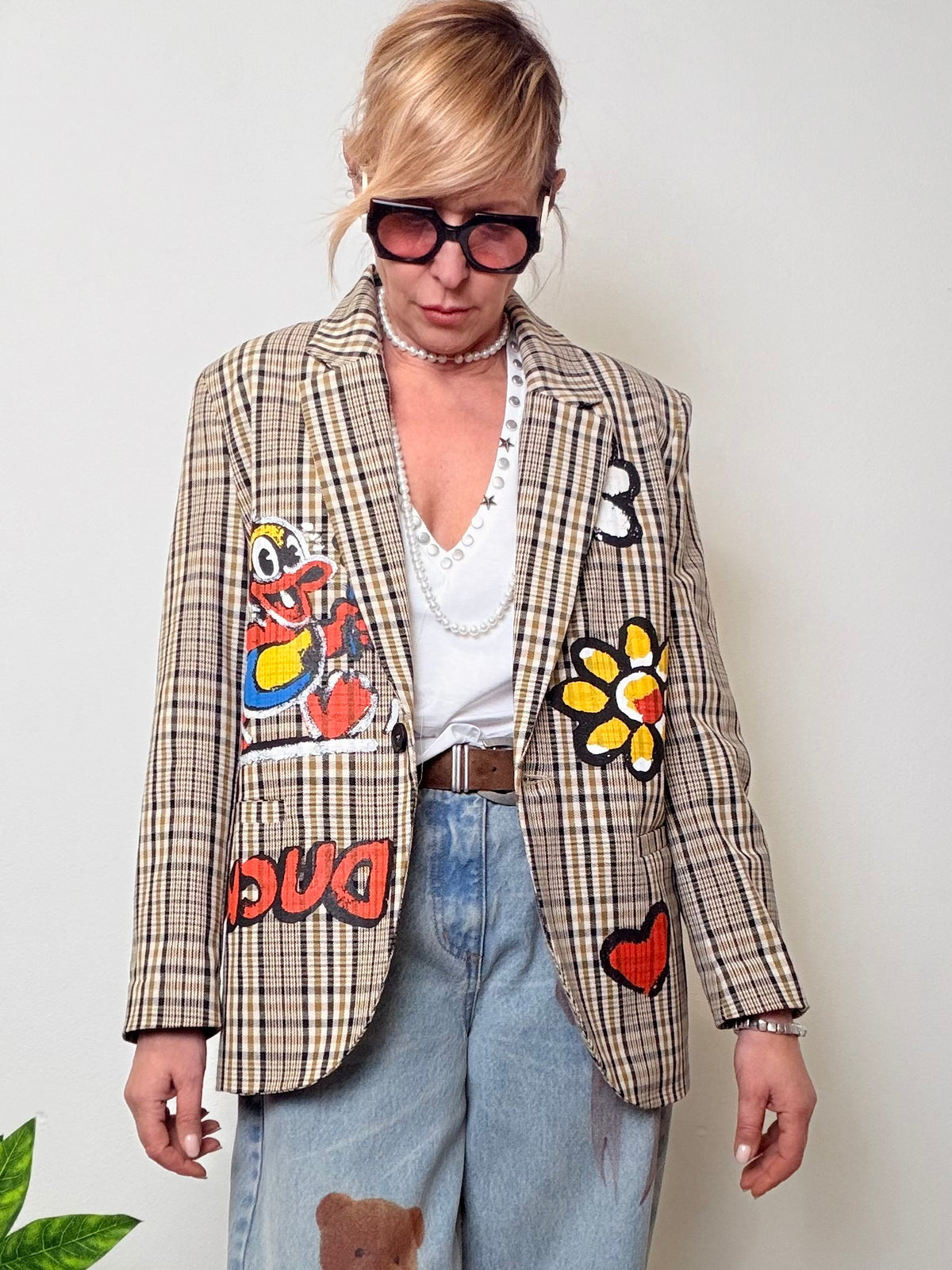 Giacca Check Pop con Patch