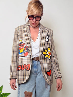 Giacca Check Pop con Patch