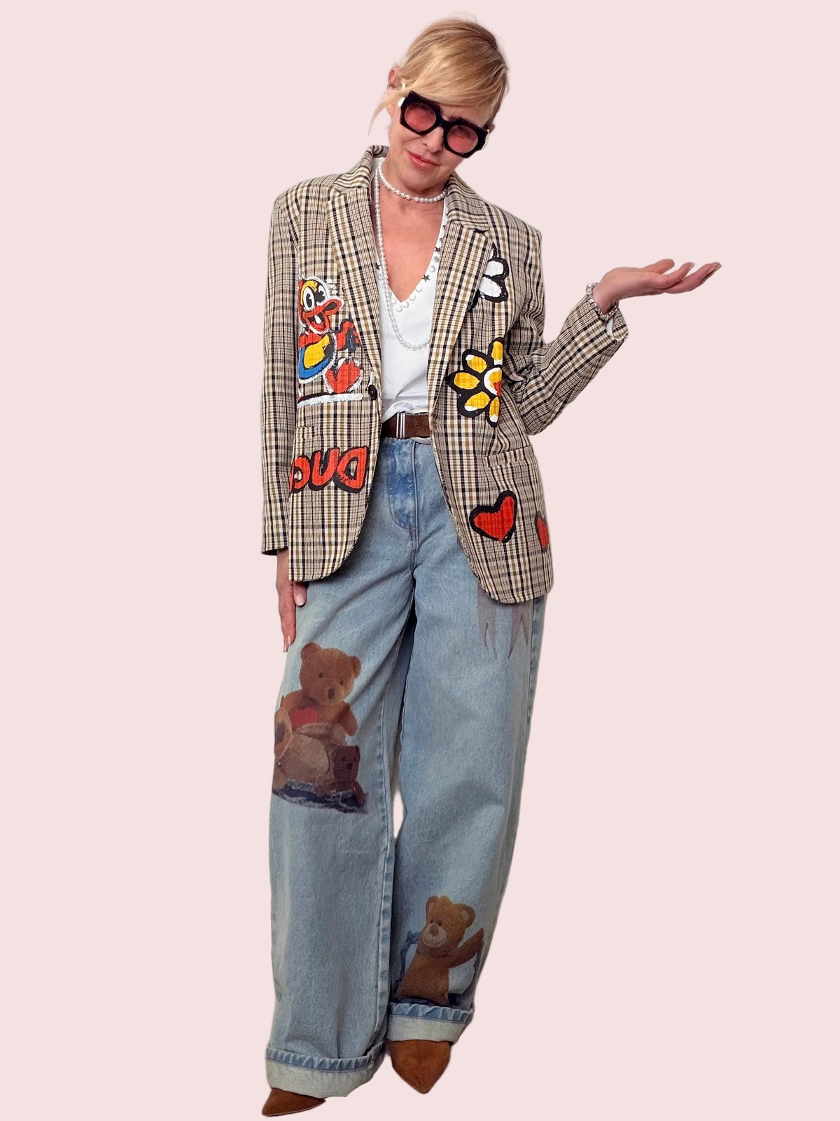 Giacca Check Pop con Patch