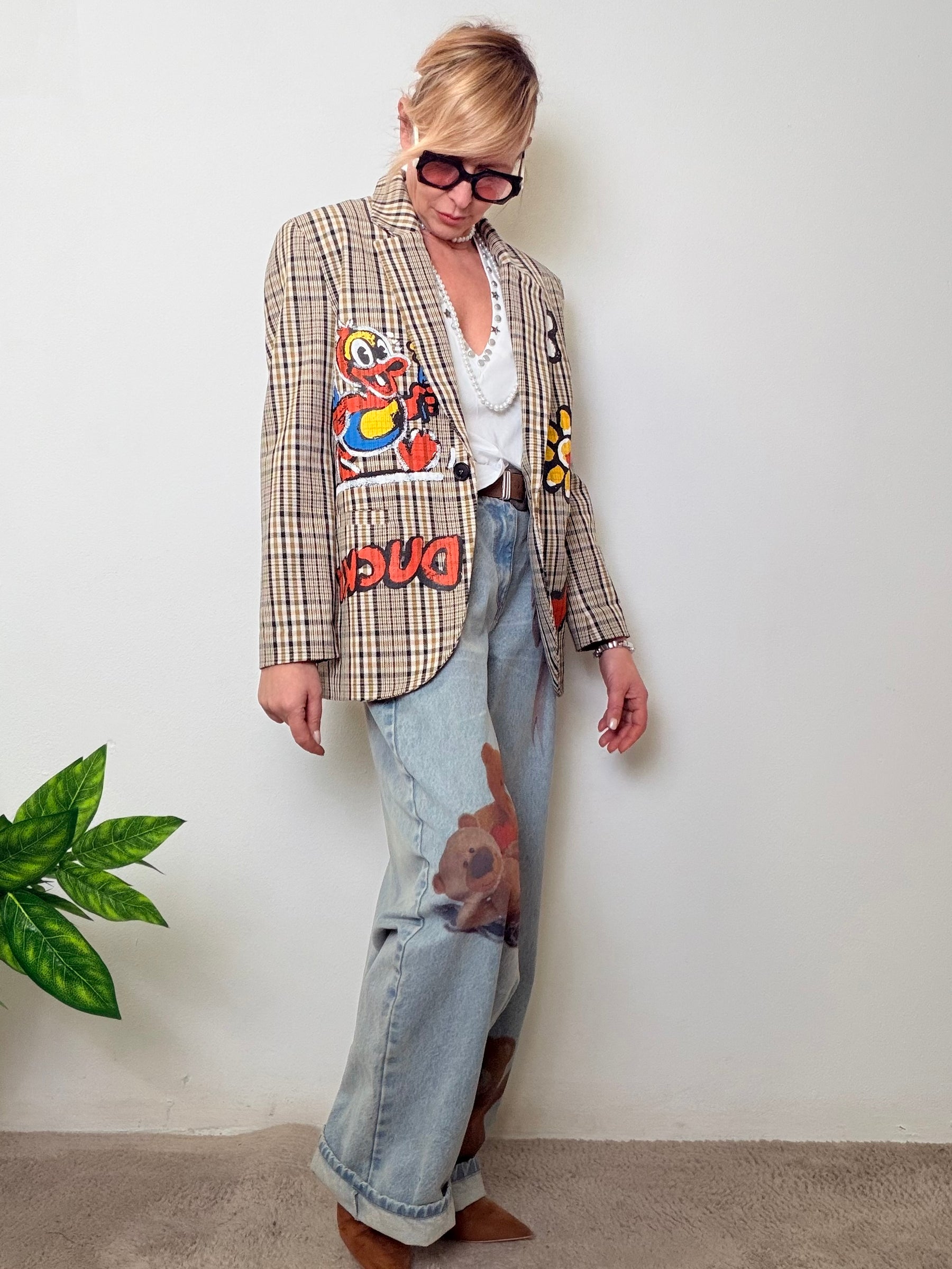 Giacca Check Pop con Patch