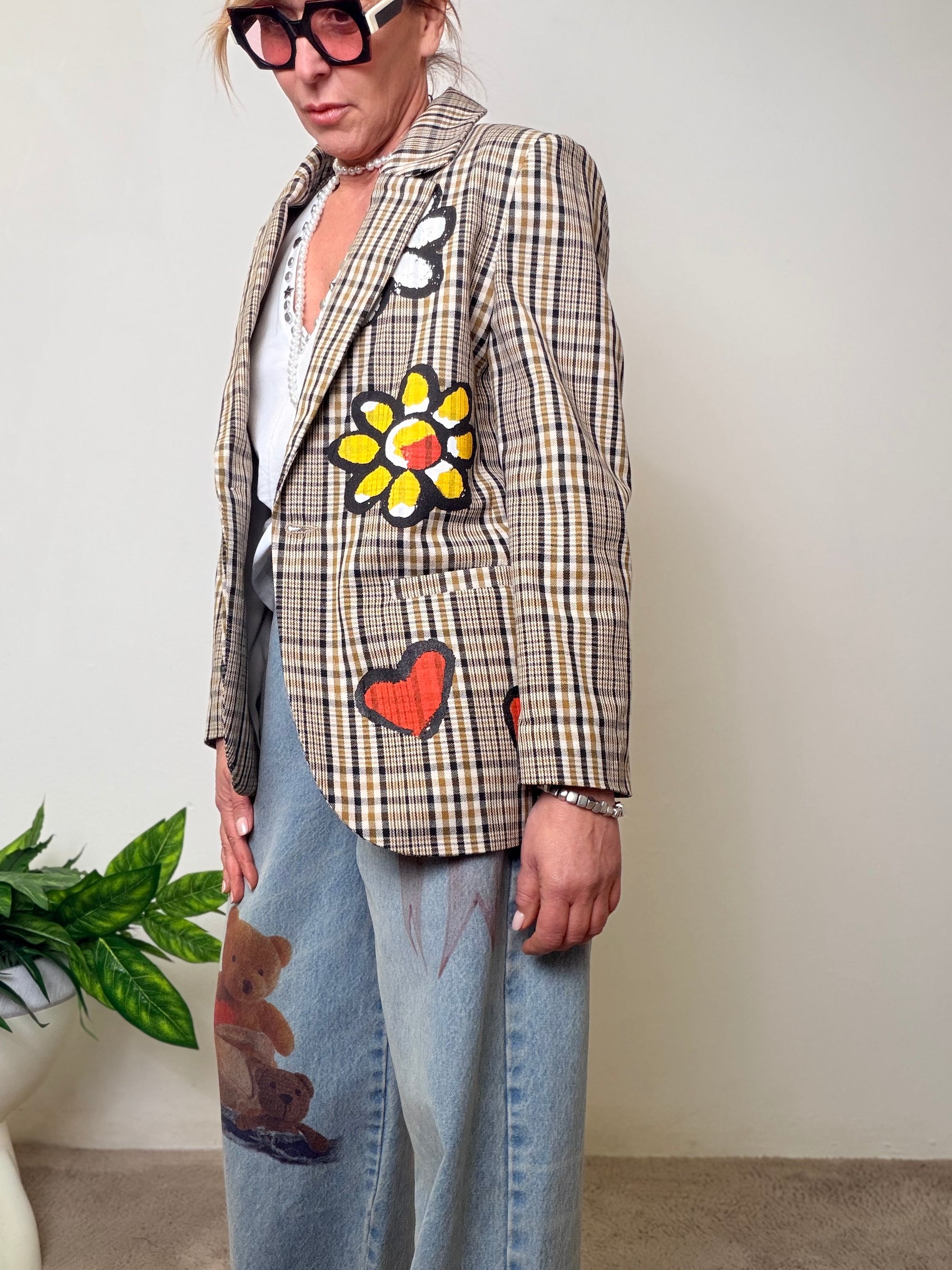 Giacca Check Pop con Patch