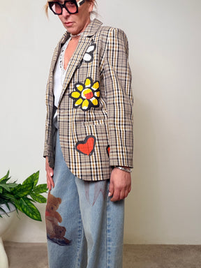 Giacca Check Pop con Patch