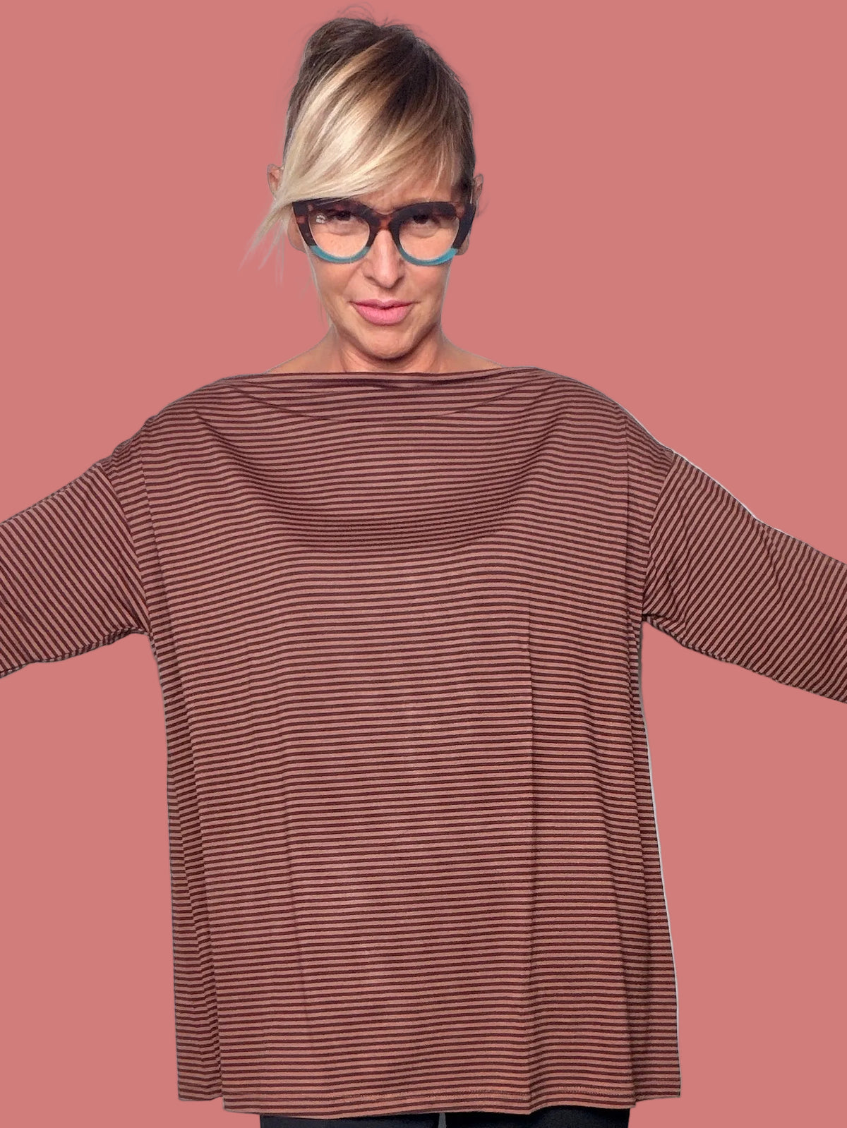 Maglia Susy Star a righe tabacco con linea morbida