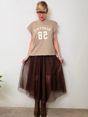 Gonna in Tulle con Righe Laterali