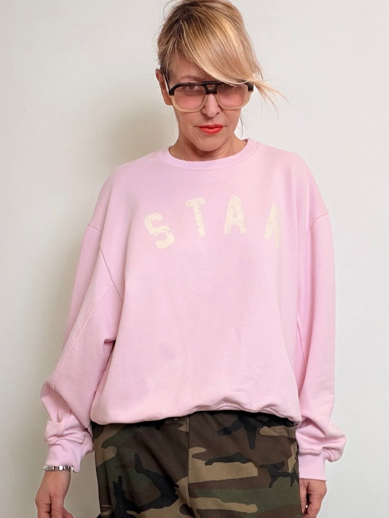 Felpa over con scritta Star