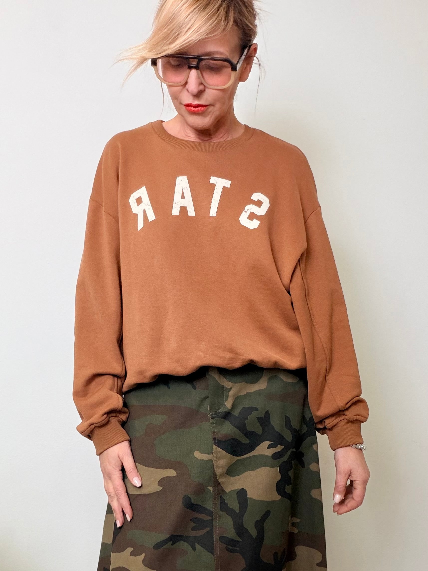 Felpa over con scritta Star