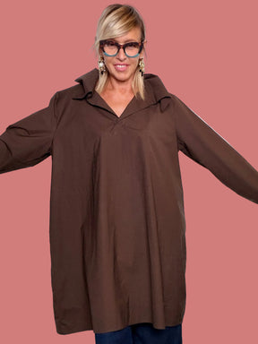 Camicia Abito Over Marrone