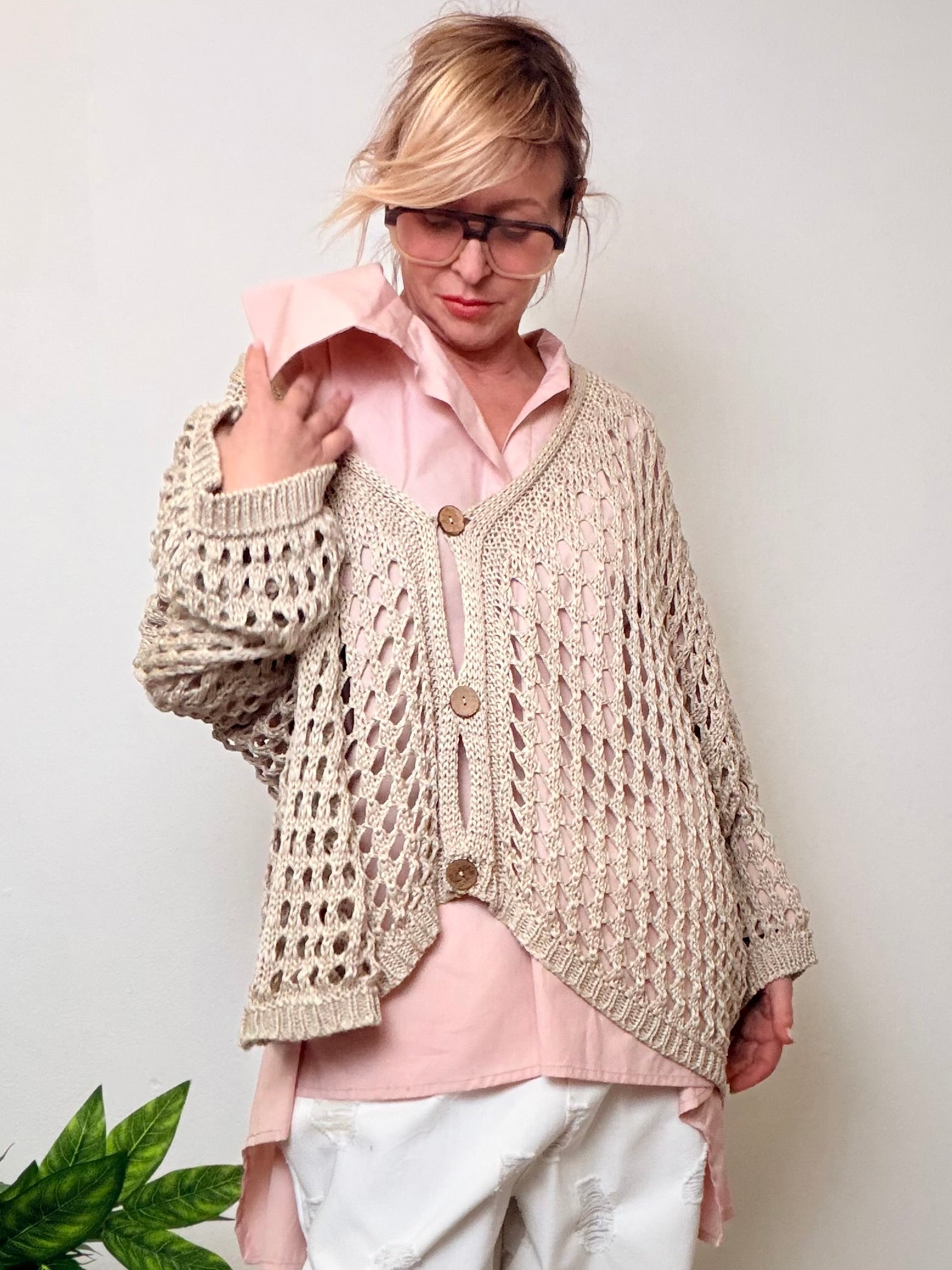 Cardigan in rete over