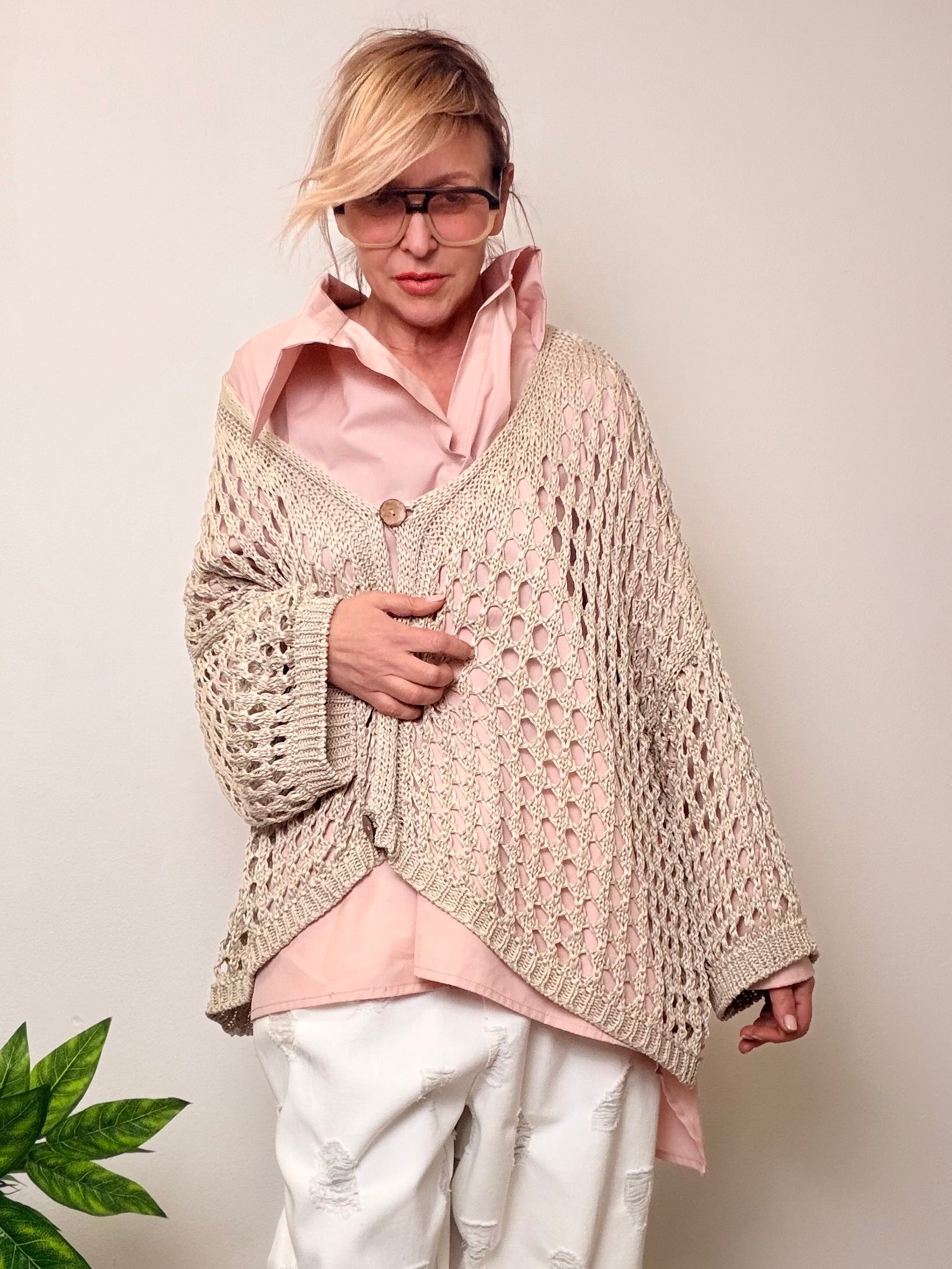 Cardigan in rete over