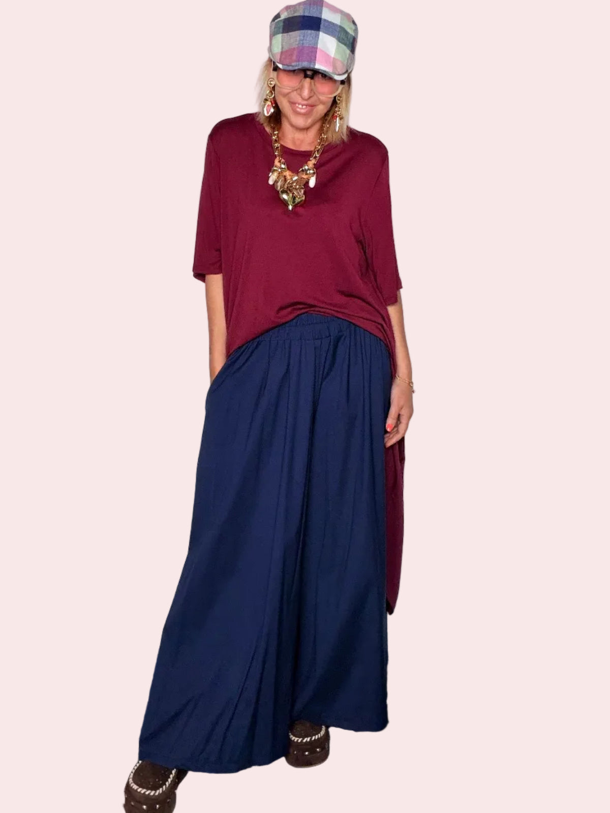 Pantalone Palazzo Maxi — Vita Arricciata
