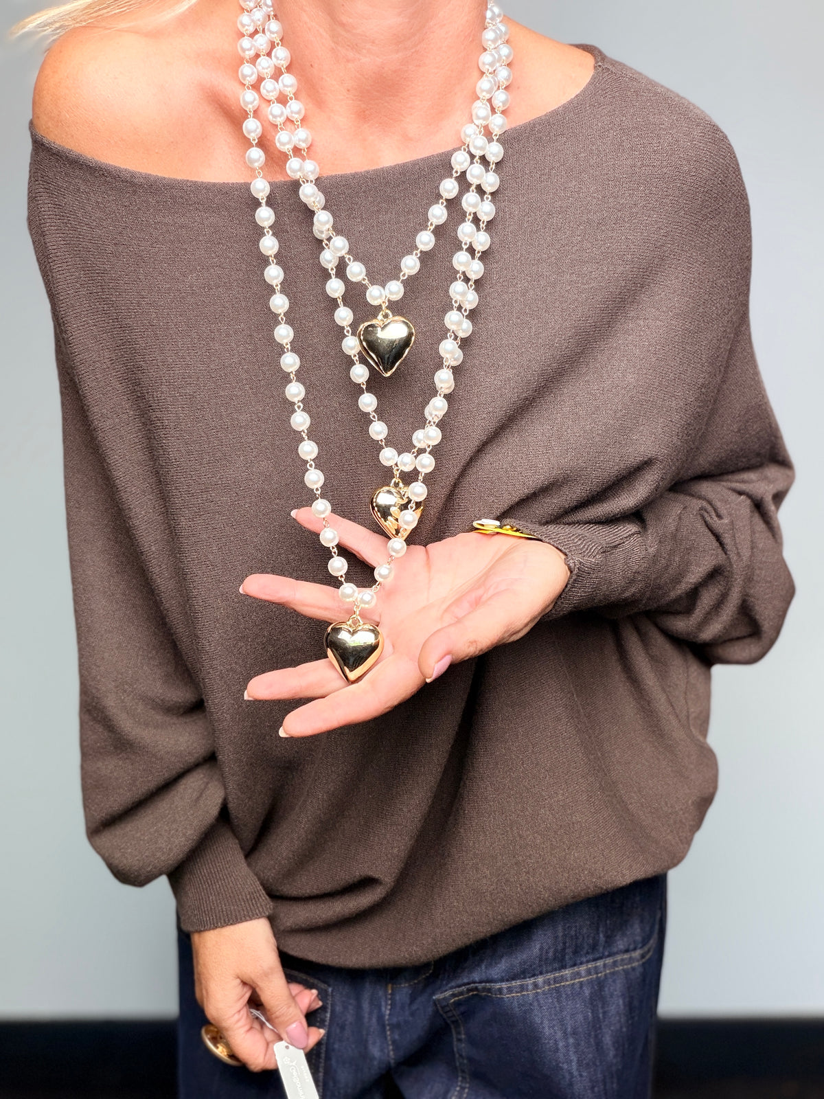 Collana multistrato con cuori