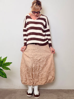 Gonna stropicciata con elastico in vita