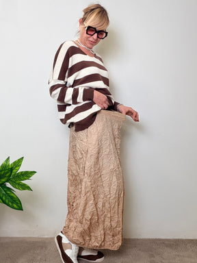 Gonna stropicciata con elastico in vita