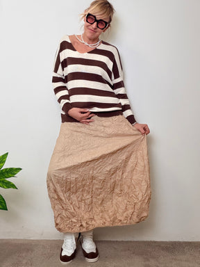 Gonna stropicciata con elastico in vita