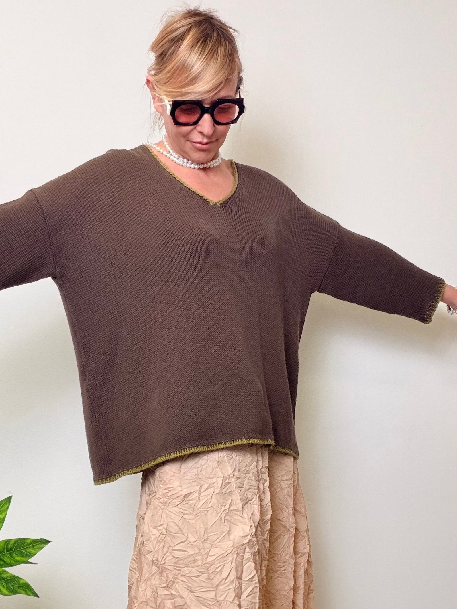 Maglia over con dettagli a contrasto