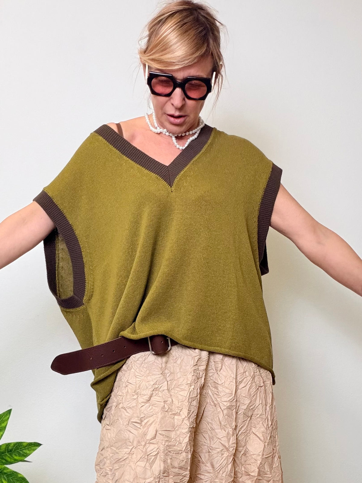 Gilet over con bordi a contrasto