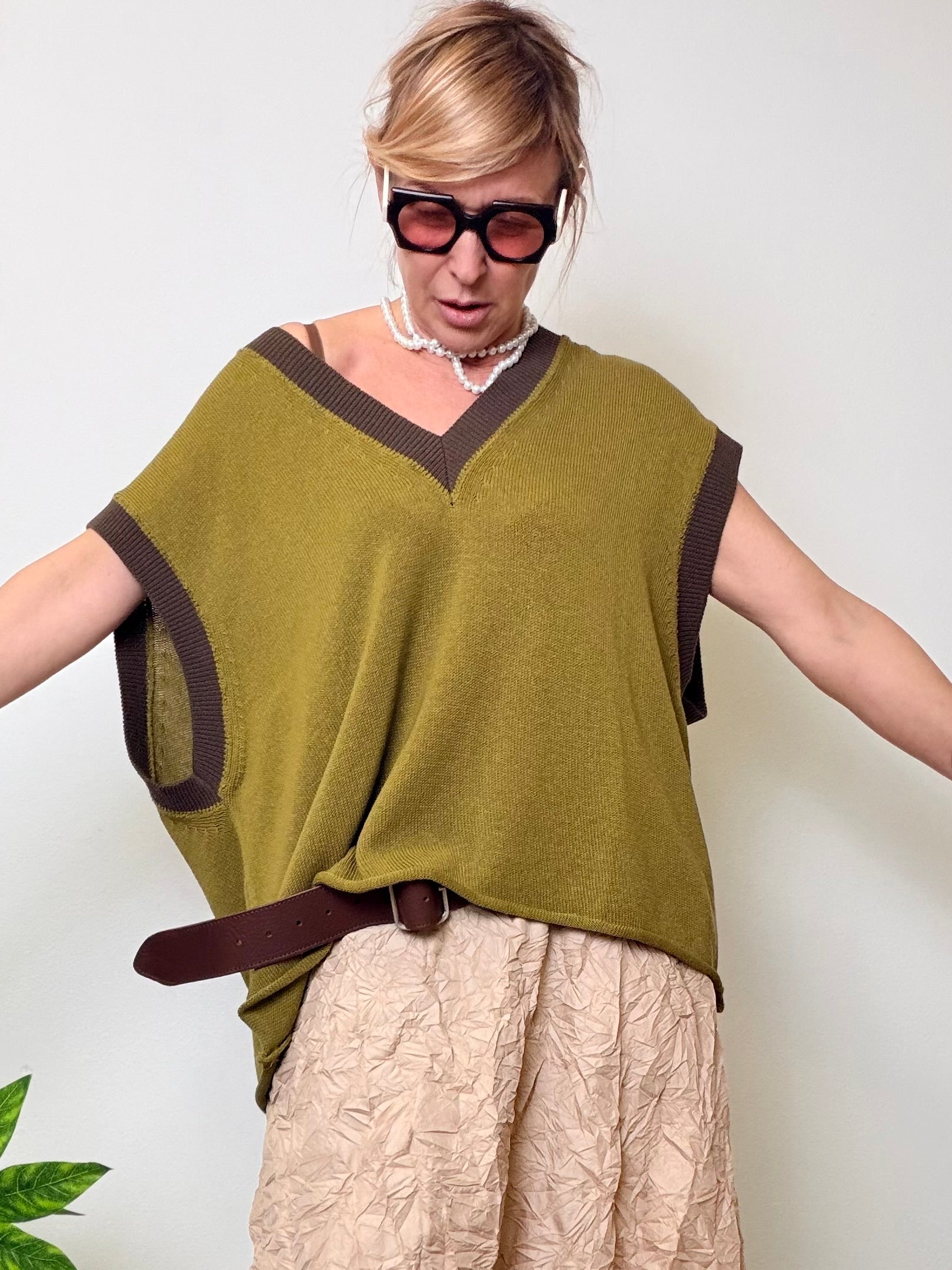 Gilet over con bordi a contrasto