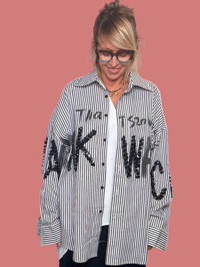 Giacca-Camicia a Righe con Applicazioni Decorative