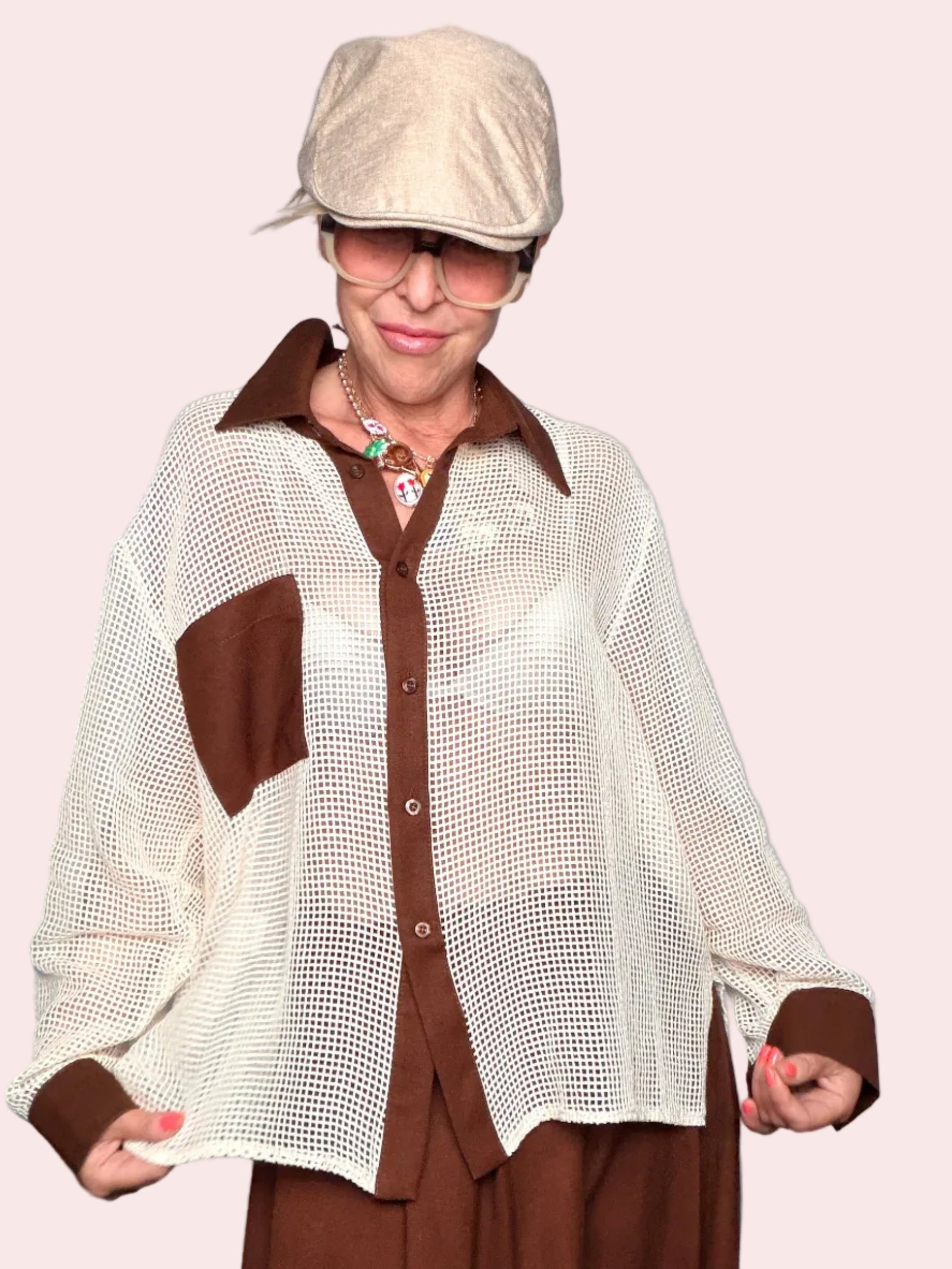 Camicia traforata oversize