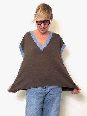 Gilet over con bordi a contrasto