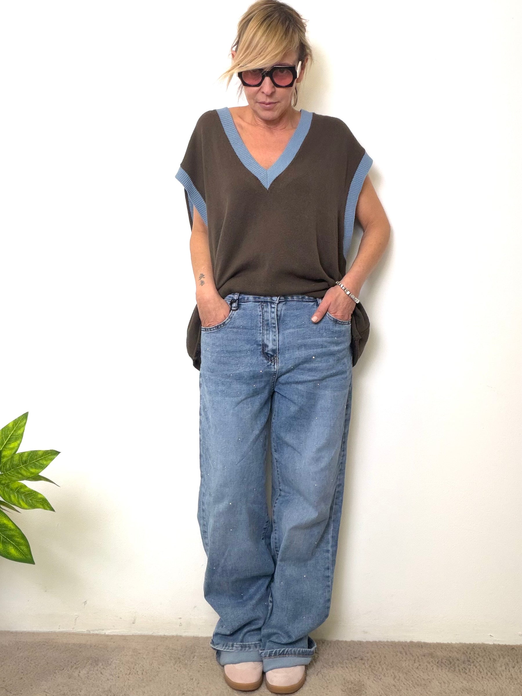 Jeans over con zirconi