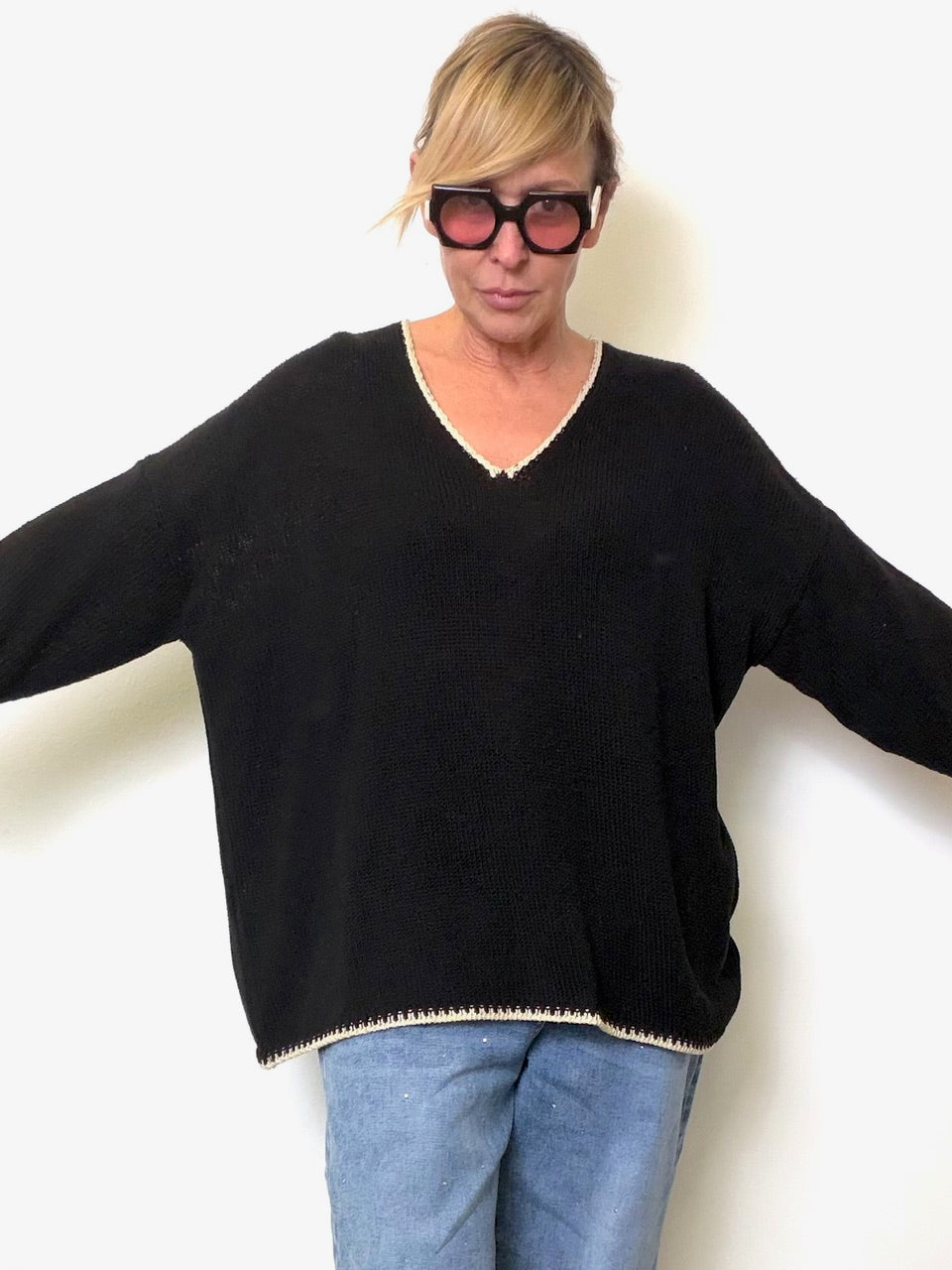 Maglia over con dettagli a contrasto