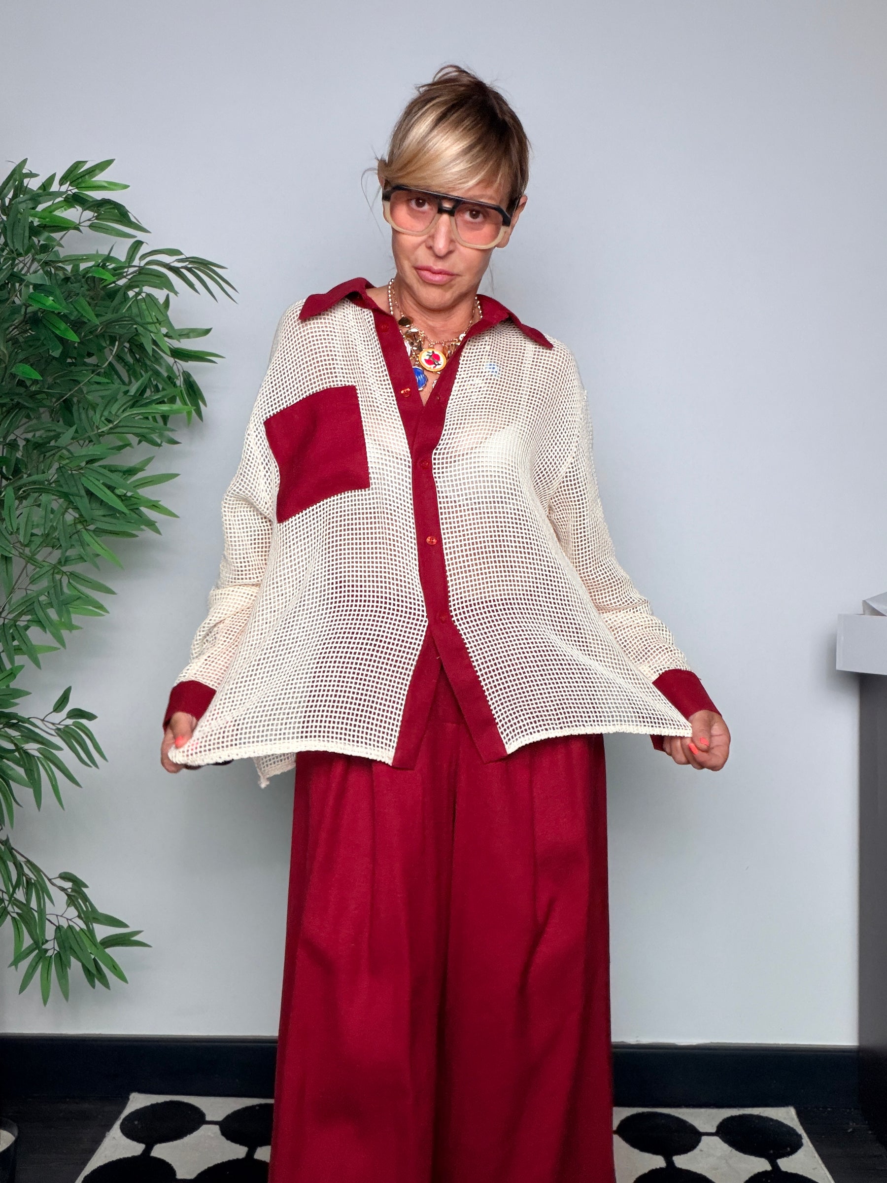Camicia traforata oversize