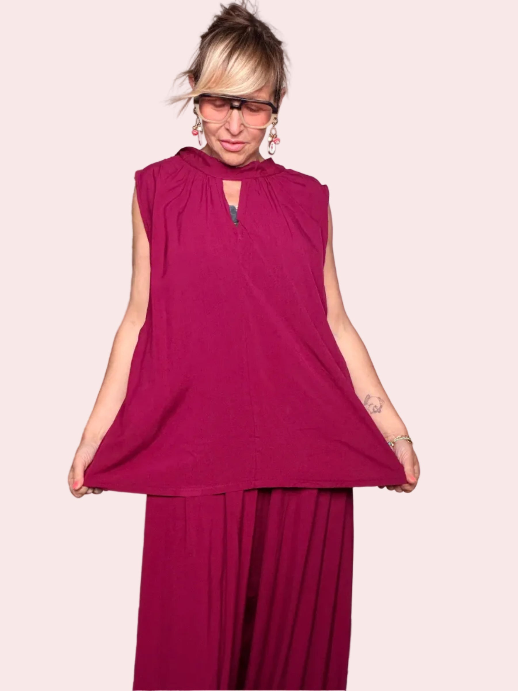 Completo Top Oversize e Pantalone Palazzo Wide Leg